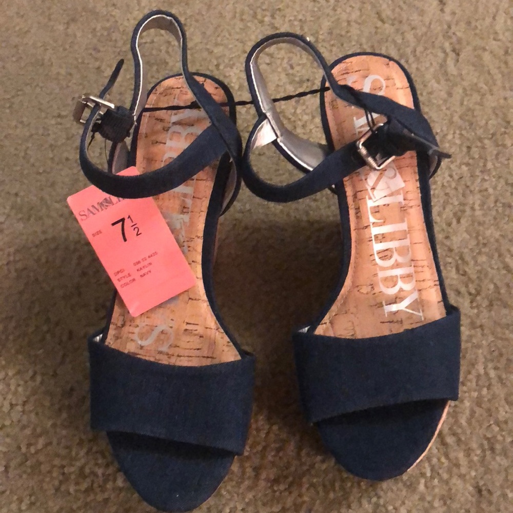 Denim platform wedges